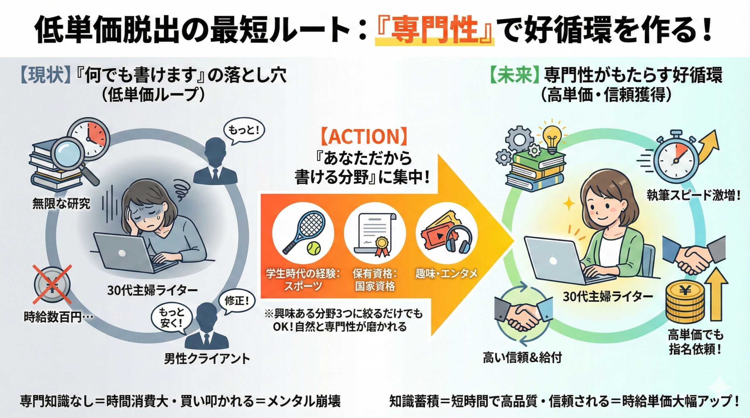 専門性でWebライターの辛い状態から脱却